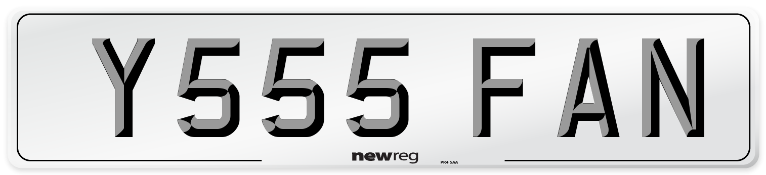 Y555 FAN Number Plate from New Reg